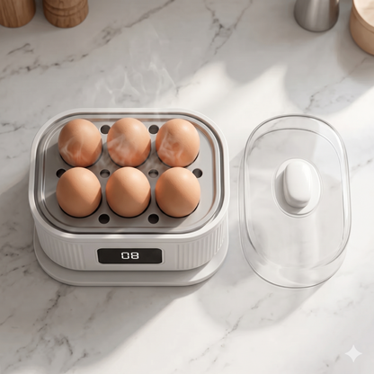 EggPro™ — Cocedor Eléctrico de Huevos | 6 Huevos Perfectos en 8 Minutos